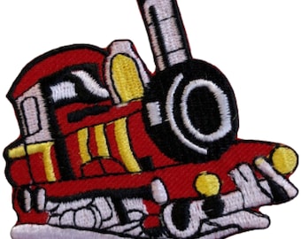 Ferro do motor do trem vermelho em remendo bordado costurado em emblemas de apliques