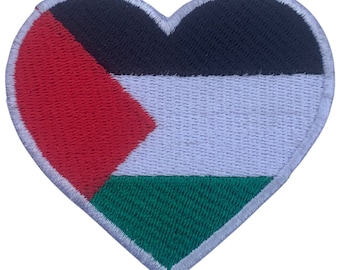 I Stand With Palestine Heart Flag Iron On Patch Embroidered Sew On Applique Free Palestine Badge