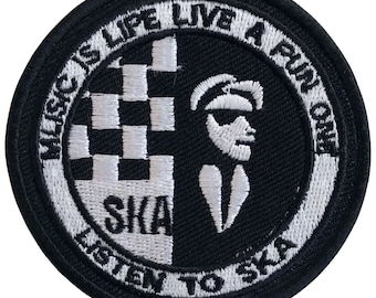 Musik är livet Lev ett roligt SKA-musik Stryk-på broderad lapp