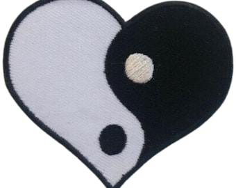 Yin Yang Cute Heart Iron On Patch Embroidered Sew On Applique Badge