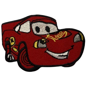 Lightning McQueen stripfiguur Iron Sew op handgemaakte geborduurde patch applique