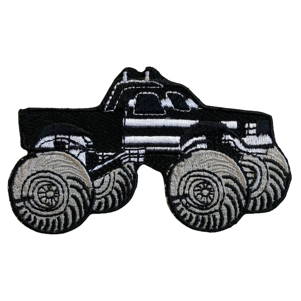 Monster Truck Toy American Black Iron on Sew on Handmade Embroidered Patch Applique