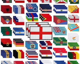 International Country Flag Iron On Patch Embroidered Sew On Applique Badge  G-P Set Of 3