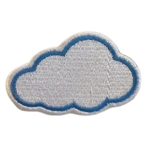 May include: White embroidered cloud patch with a light blue outline.