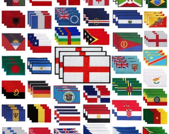 International Country Flag Iron On Patch Embroidered Sew On Applique Badge A-F Set Of 3