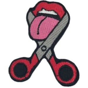 Schaar met tongkunstbadge Kledingoverhemd Opstrijkbare geborduurde patch