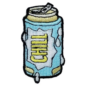ビール缶冷やし刺繍ワッペン - アイロンまたは縫い付け可能