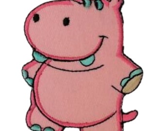 Insigne de chemise de veste de vêtements d'hippopotame rose animal mignon fer à coudre sur le patch brodé