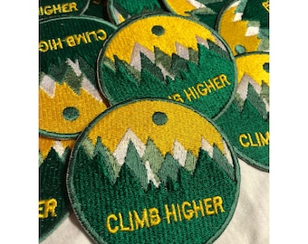 Climb Higher Motivational Clothing Jacket Shirt Badge Iron on Sew on Embroidered Patch