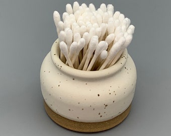 Speckled Matte White Q-Tip Holder / Multi-Purpose Jar