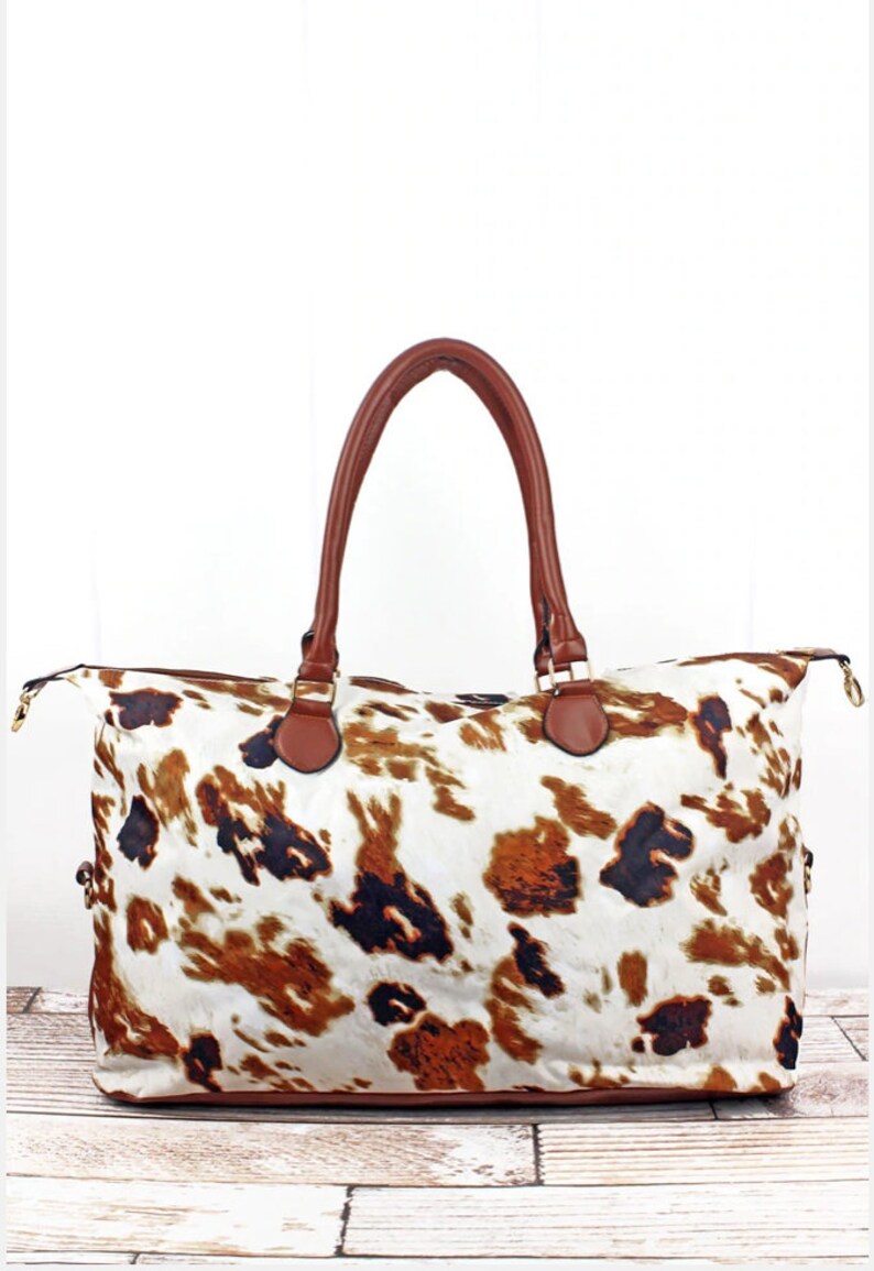 Cow Print Tote/ Cow Print Weekend Bag/ Cow Print Bag/ Weekend Etsy