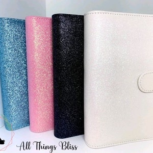 Glitter Budget Binder | Pink, Blue, White, Black | Cash Envelope System | Budget Book | Budget Planner | Clear Envelopes | A6 Money Wallet