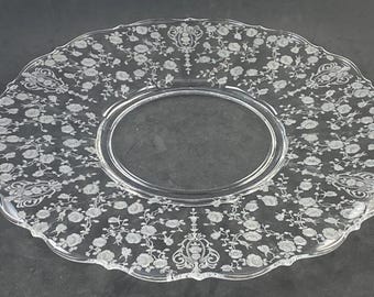 Rose Point, Etch No. 1041, Crystal, No. 3900/167, 14” Torte/Service Plate, made  1937-53