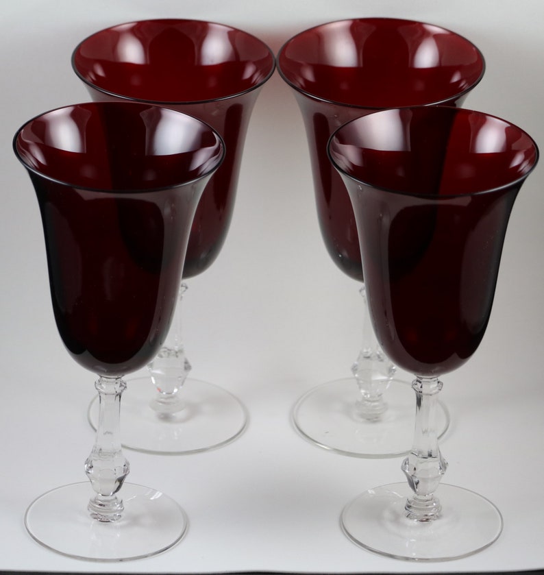 Set of 4, Imperial, 7.5 Inch, 9 ounce, Red Bowl, Goblets for Water or Wine, made by Imperial Glass Co. Bild 2