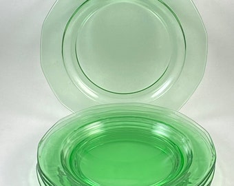 Set of 4, Fostoria, Fairfax No. 2375, Green, 7 1/2", Salad or Dessert Plates, made 1927-44