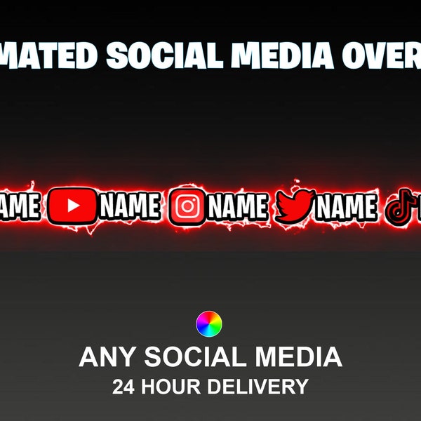 Custom Animated Social Media Overlay For Twitter Twitch Tiktok Discord Instagram Youtube