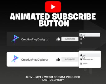 Custom Animated YouTube Subscribe Button Overlay Light and Dark Mode Included