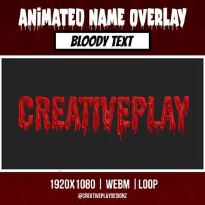 May include: Animated name overlay featuring the word "CREATIVEPLAY" in dripping red letters on a black background. The words "BLOODY TEXT" are in a white box above the text. The image is framed in white.