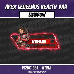 Custom Sparrow Apex Legends Animated Health Bar Overlay – Perfect for Twitch, YouTube, TikTok & Live Streaming