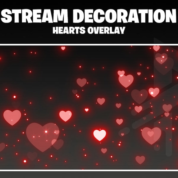 Animated Stream Decorations Heart Overlay Valentines Overlay for Twitch, Vtuber, OBS Streamlabs