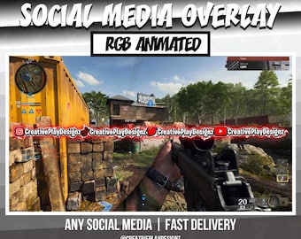 Custom RGB Animated Social Media Overlay For Twitter Twitch Tiktok Discord Instagram Youtube