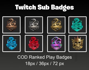 COD MWIII Distintivi secondari di grado Distintivi di gioco classificato Twitch/Kick
