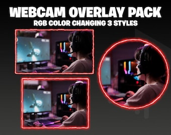 Paquete de superposiciones de cámara web animadas con cambio de color RGB