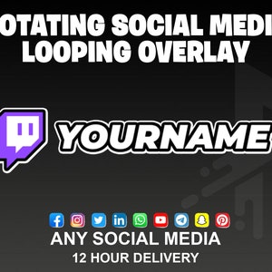 Custom Animated Rotating Social Media Overlay Lower Third For Twitter Twitch Tiktok Discord Instagram Youtube