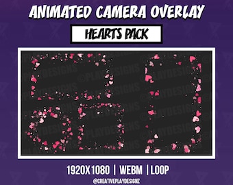 Animated Heart Webcam Overlay Valentines Pack - 4 Styles for Streamers