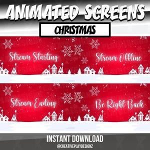 Christmas Twitch Overlays | Animated Christmas Twitch Screens |  Twitch Overlay | Snow Overlay