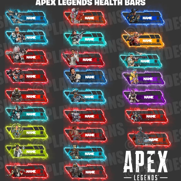 Apex Legends 25 Legends Health Bar Overlay Animated For Twitch, Youtube, Tiktok, OBS & StreamlabsOBS