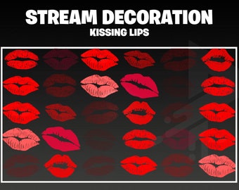 Decoraciones de transmisión animada Superposición de labios besándose Superposición de beso para Twitch, Vtuber, OBS Streamlabs