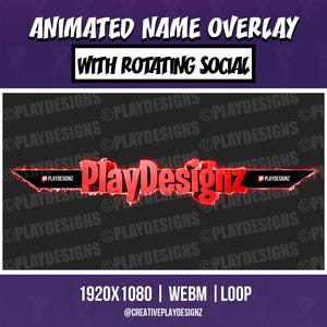 Custom Animated Name Overlay w/ Rotating Socials | Twitch TikTok YouTube + More