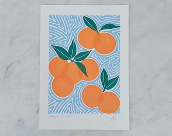 Oranges A4 Print - Naranjas de Sevilla - Modern Wall Art, Kitchen and Home Decor, Gift Idea