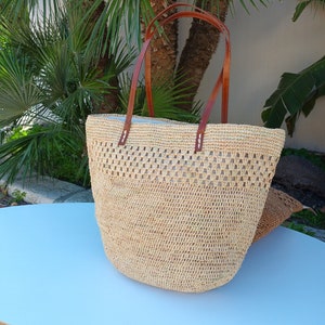 Sac raphia porté épaule, sac à main fait en crochet