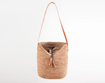 Handmade raffia bag, shoulder bag, boho chic bag