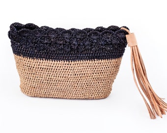 Crochet raffia clutch, clutch, wallet