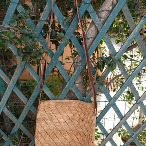Sac raphia fait-main, sac bandoulière fait en crochet