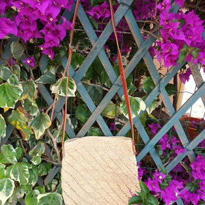 Sac raphia fait-main, sac bandoulière fait en crochet