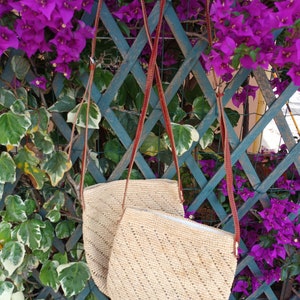 Sac raphia fait-main, sac bandoulière fait en crochet