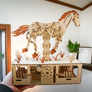 DIGITAL FILE - Running Horse / Reindeer Automata - Laser Cutter Files - Instructions Included