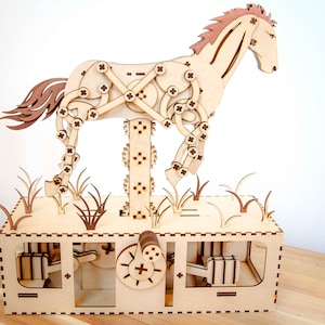 FILE DIGITALE - Cavallo in corsa / Renna Automata - File per taglio laser - Istruzioni incluse