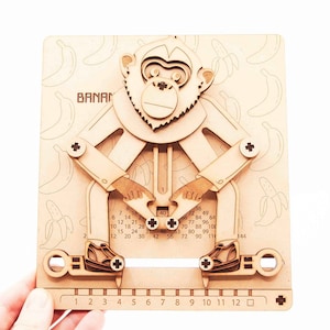 DIGITAL FILE - 2 Mechanical Math Monkeys - Mechanical Calculator - Consul the educated Monkey - Laser Cutter Files - Instructions Included
