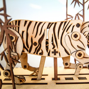 DIGITAL FILE - Walking Tiger Automata - Laser Cutter Files - Instructions Included