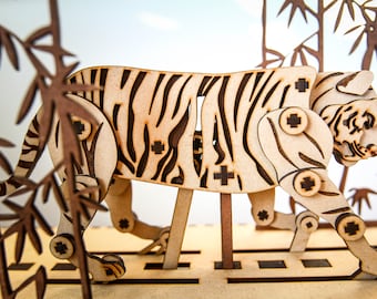 DIGITAL FILE - Walking Tiger Automata - Laser Cutter Files - Instructions Included