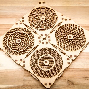 Kinetic Coasters SET 5 - Handspinner - Fidget Spinner - Laser Cut Dateien - SVG-Dateien - Glowforge - Beamo - K40 usw - Digitale SVG-Datei