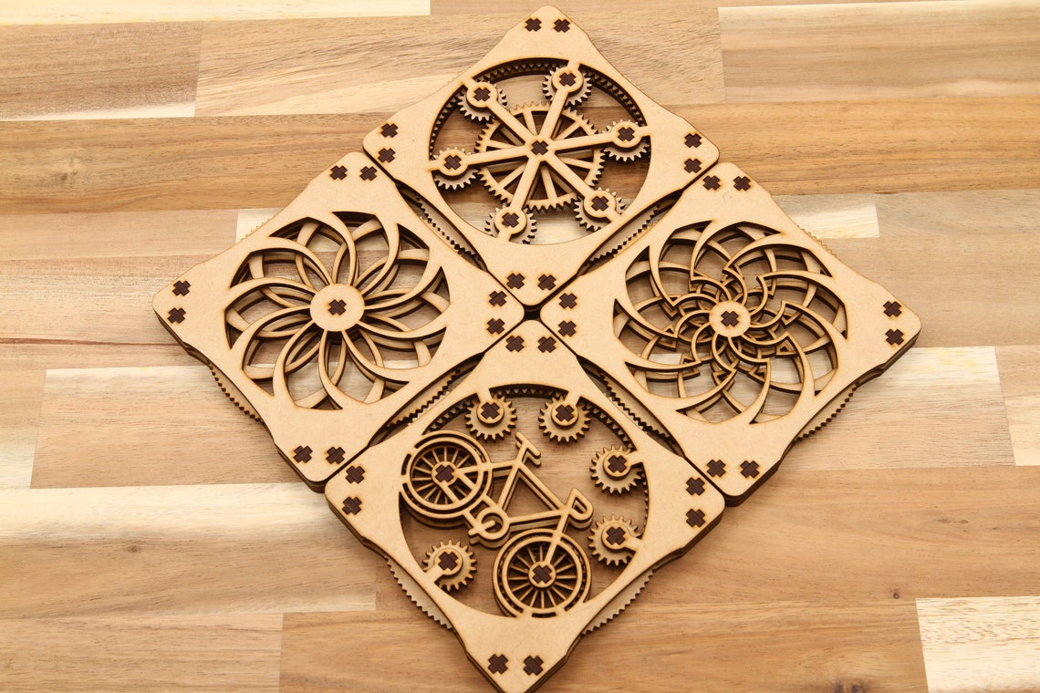 Coasters Hand Spinner Fidget Spinner Laser Cut Etsy España