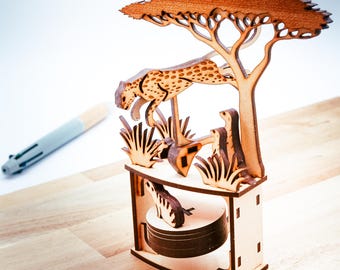Digital File - Cheetah - Swinging Desk Toy - Balance Toy - Meerkats - Laser Cut files Instructions Included