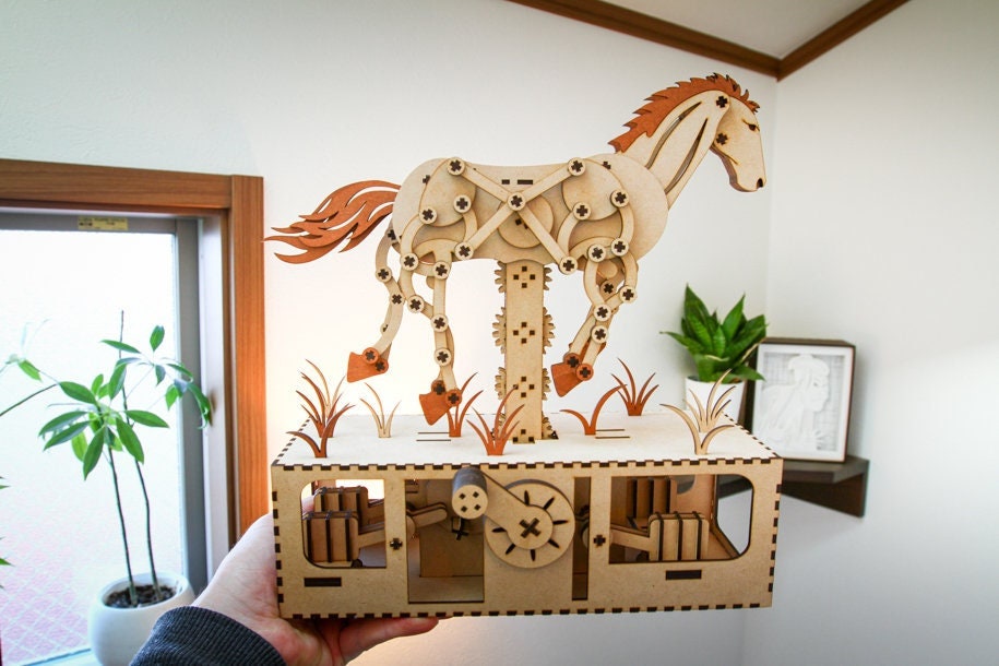 DIGITAL FILE - Running Horse / Reindeer Automata - Laser Cutter Files - Instructions Included