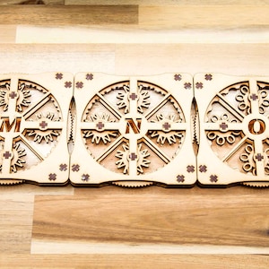 DIGITALE DATEI - 26 Alphabet Untersetzer - Einzigartige Zahnradformen - Laser Cutter Dateien - Anleitung enthalten